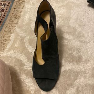 Balenciaga blue suede ankle open toed shoes